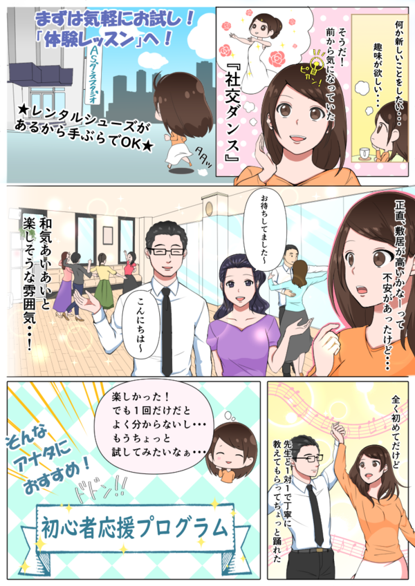 【漫画】社交ダンス初心者様向けコース解説